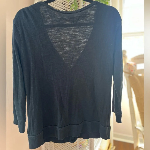 Chaps Size Medium 100% Cotton Button Up Black V Neck Long Sleeve Preppy Cardigan - Picture 6 of 10